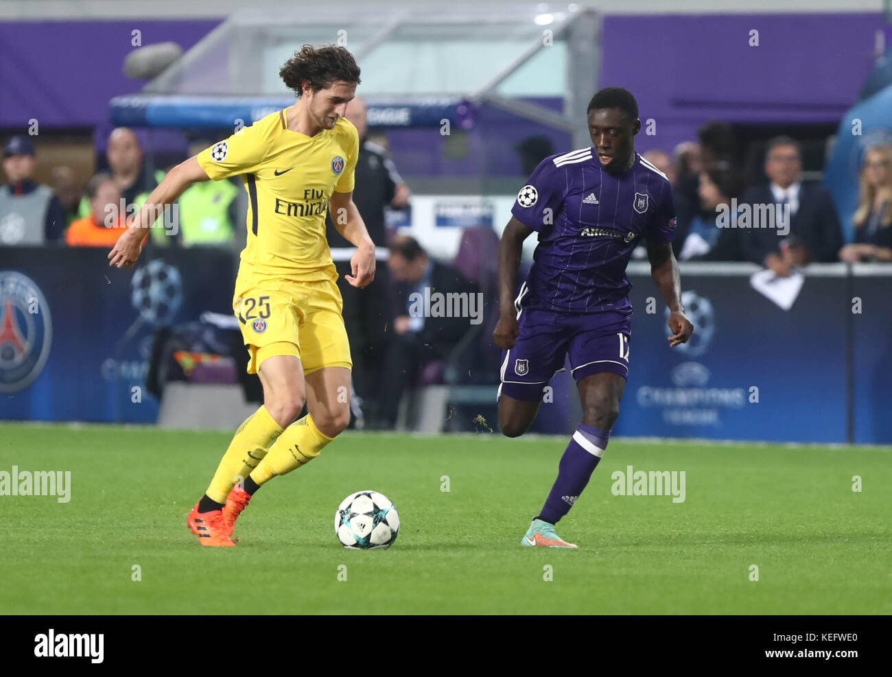 Anderlecht, Belgium. 18 October 2017. Adrien Rabiot (Paris Saint