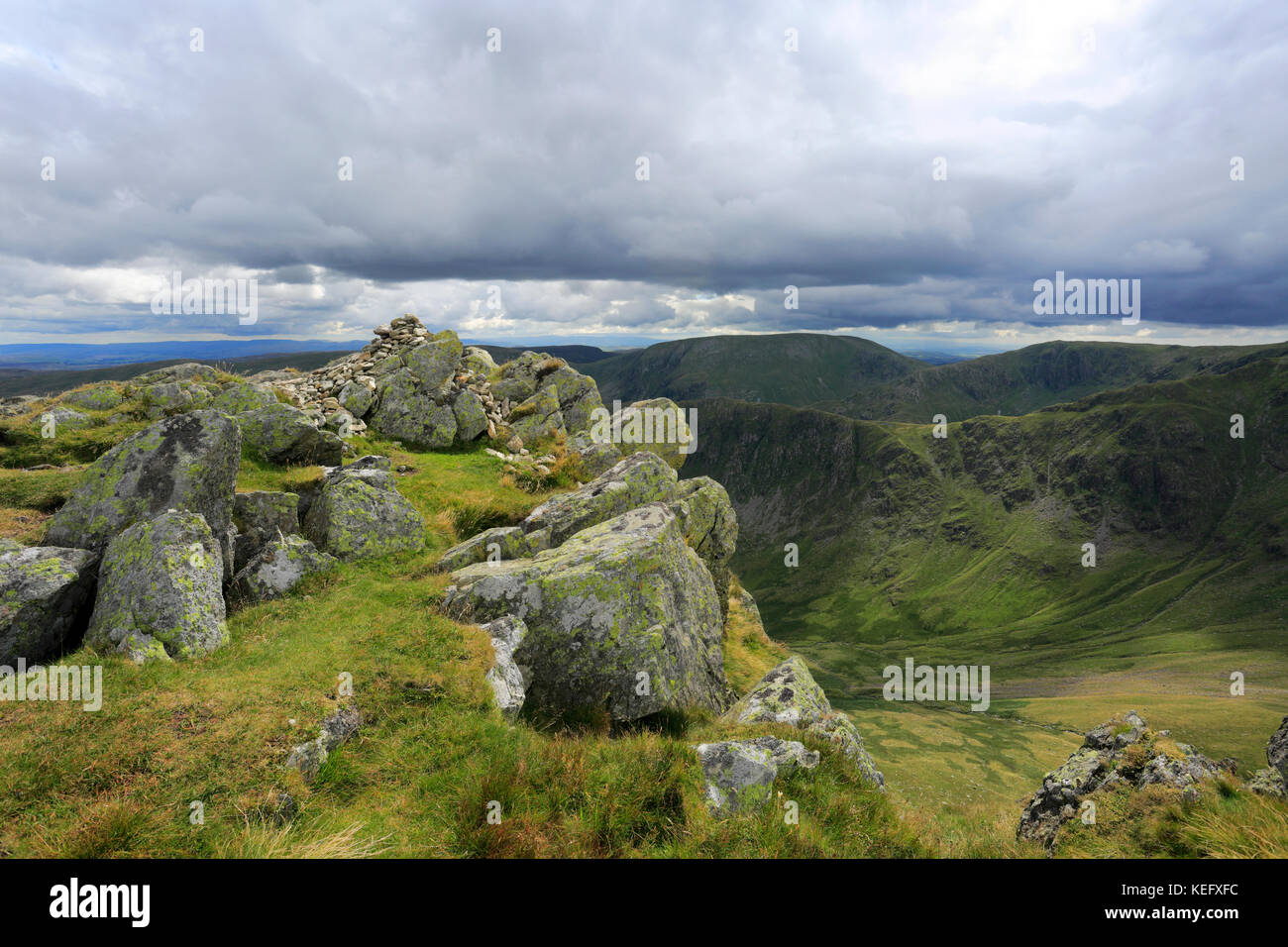 Summit of Kidsty Pike fell, Lake District National Park, Cumbria County, England, UK.             Kidsty Pike fell is one of the 214 Wainwright Walks  Stock Photo