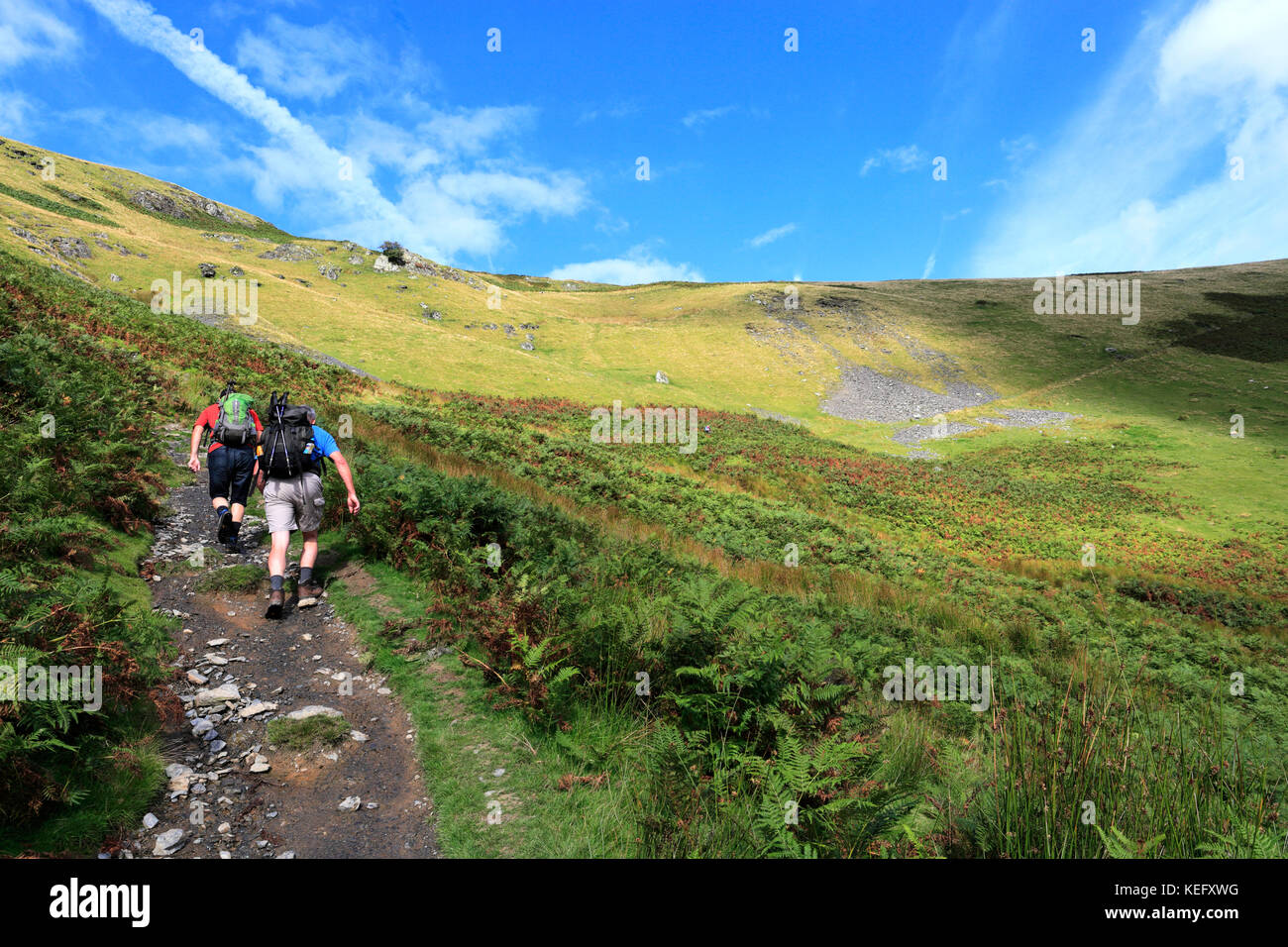 Walkers on Scales fell leading up to Blencathra fell, Lake District