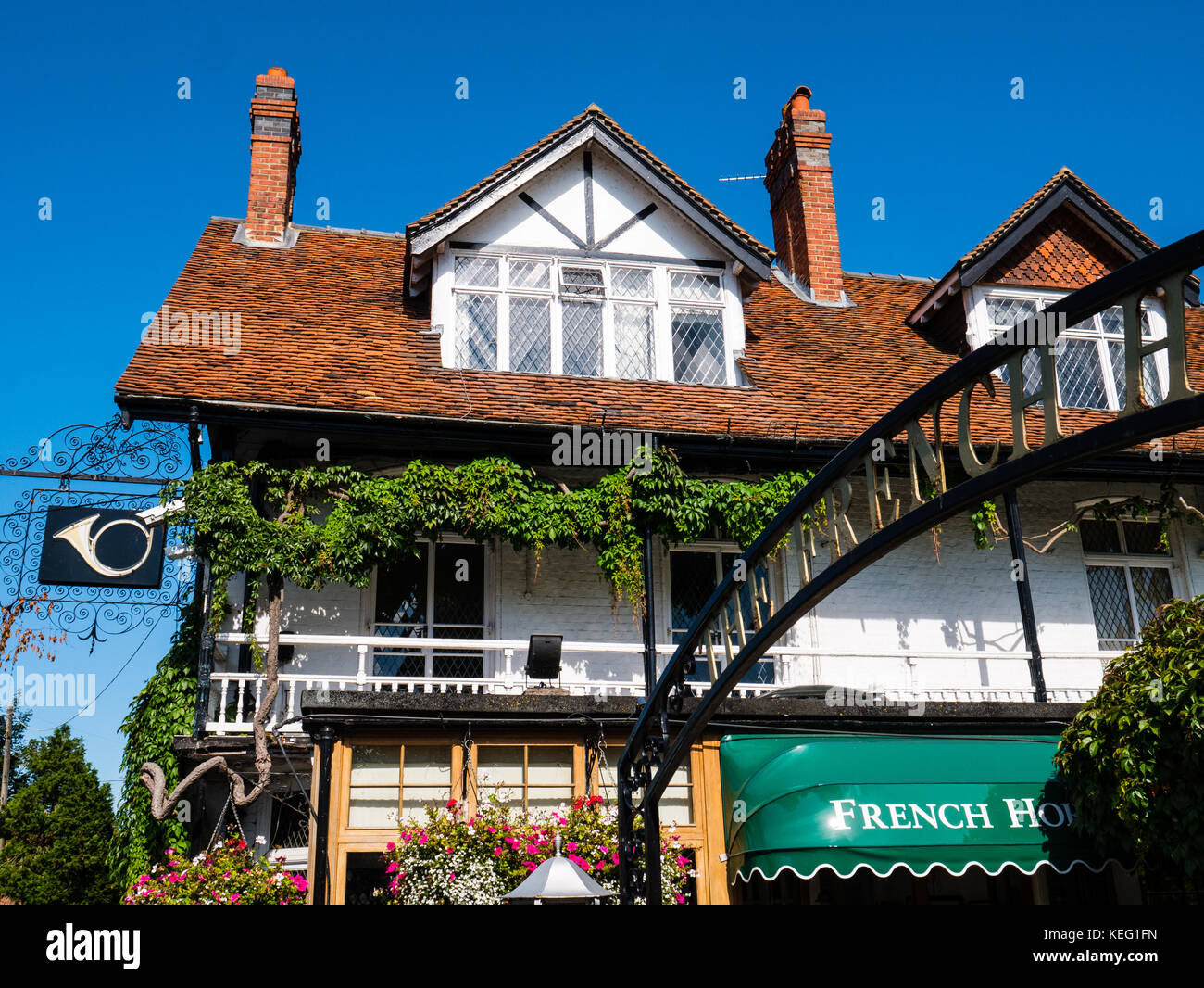 The French Horn Luxury Hotel, SonningonThames, Sonning Eye, Oxfordshire, England, UK, GB Stock