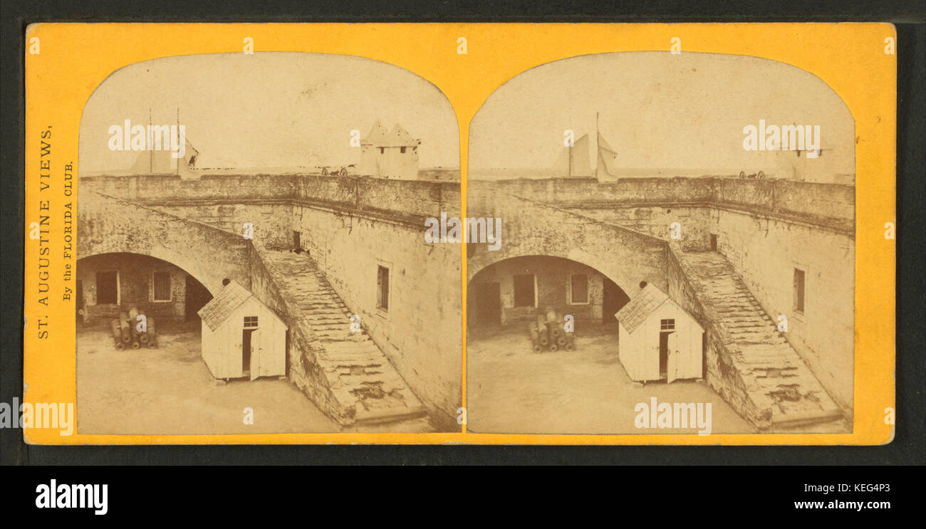 This stereoscopic image offers an interior view of a fort in St ...