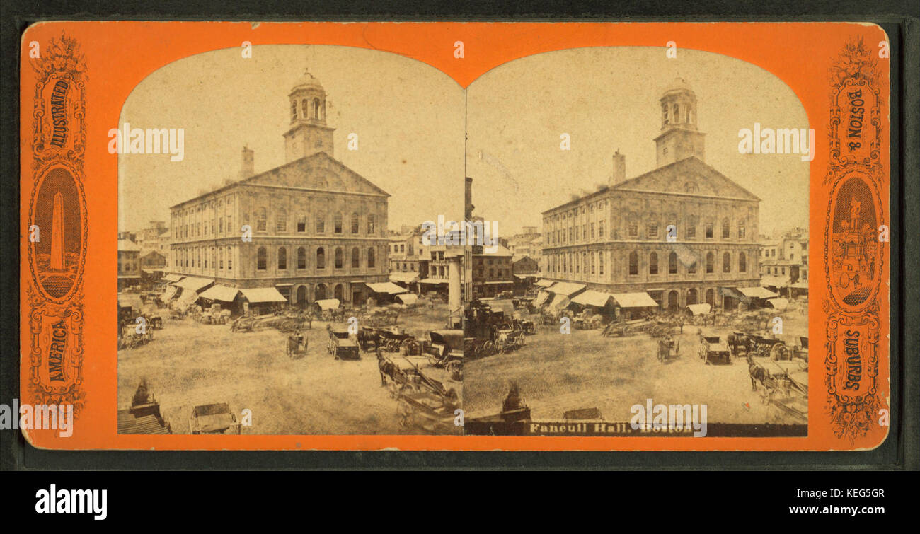Faneuil Hall, Boston, from Robert N. Dennis collection of stereoscopic