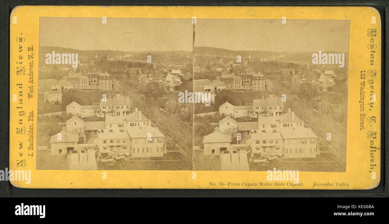 From cupola Maine State Capitol. Kennebec Valley, by John Bachelder Stock Photo Alamy