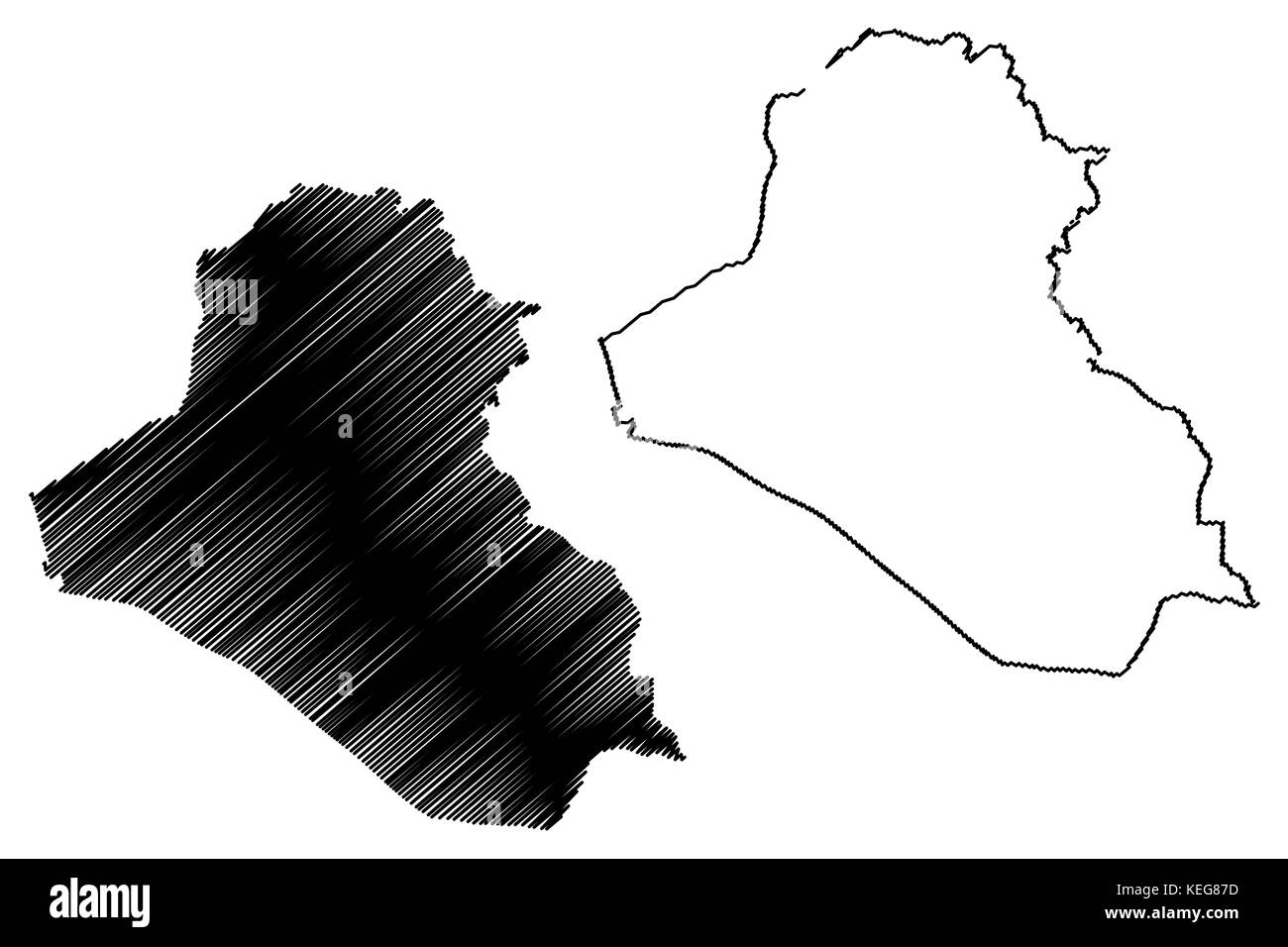 Iraq map vector illustration, scribble sketch Irak Stock Vector