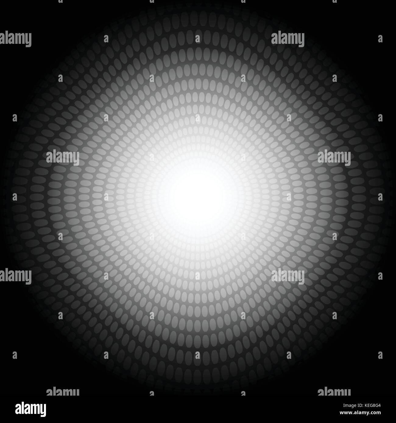 White dots circle wave pattern on black background for abstract ...