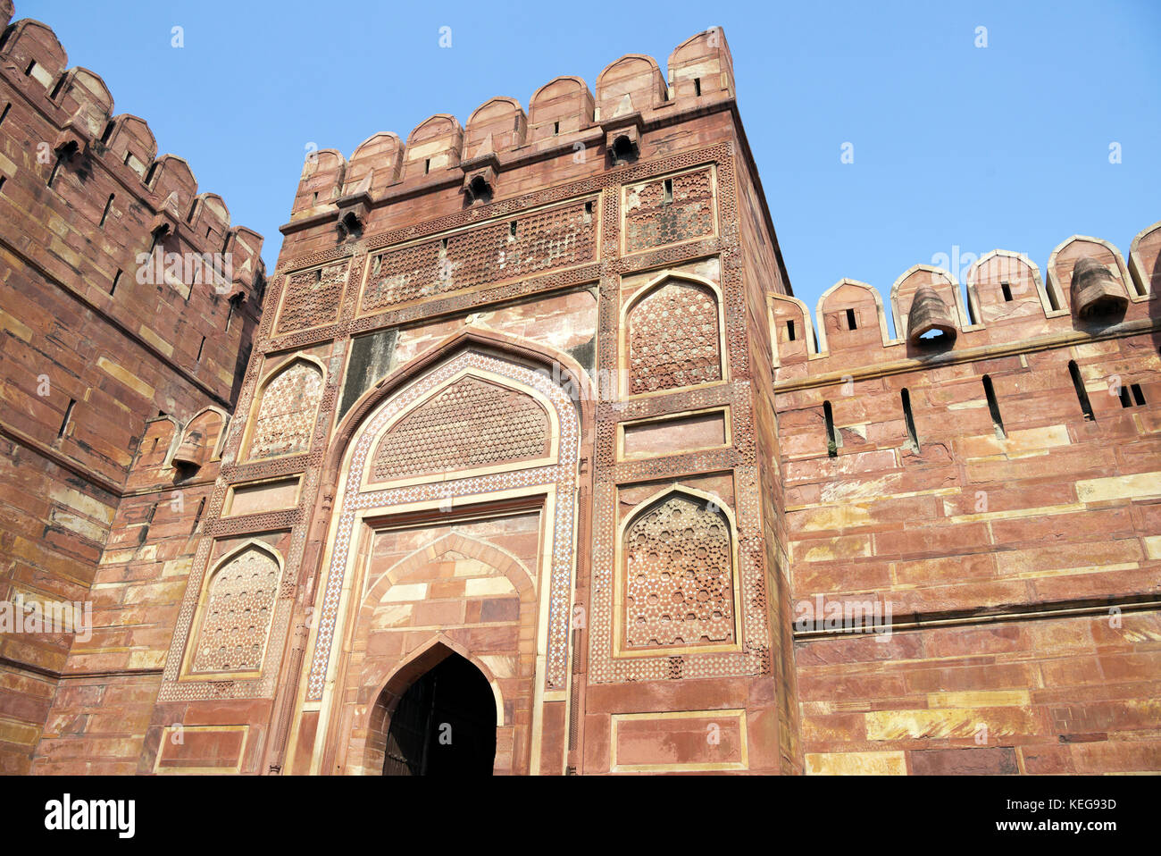 Amar Singh Gate at Agra Fort. Stock Photo