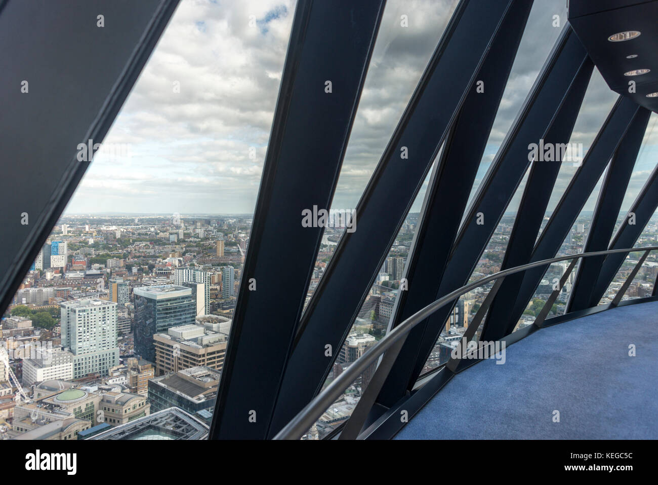 view of London from the interior of the Gherkin building Stock Photo