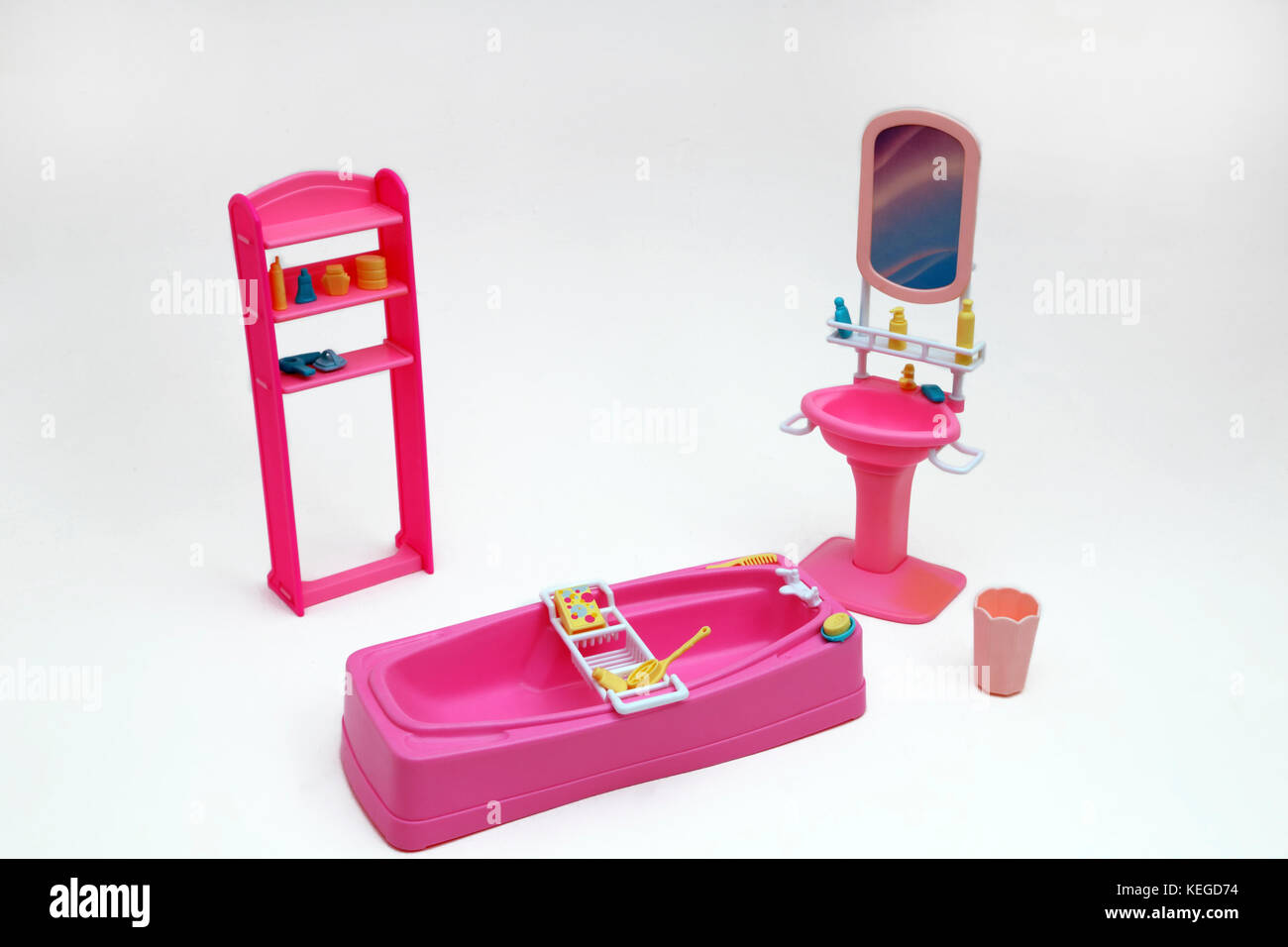 Vintage 1990's Barbie 'So Much To Do'  Bathroom Set Stock Photo