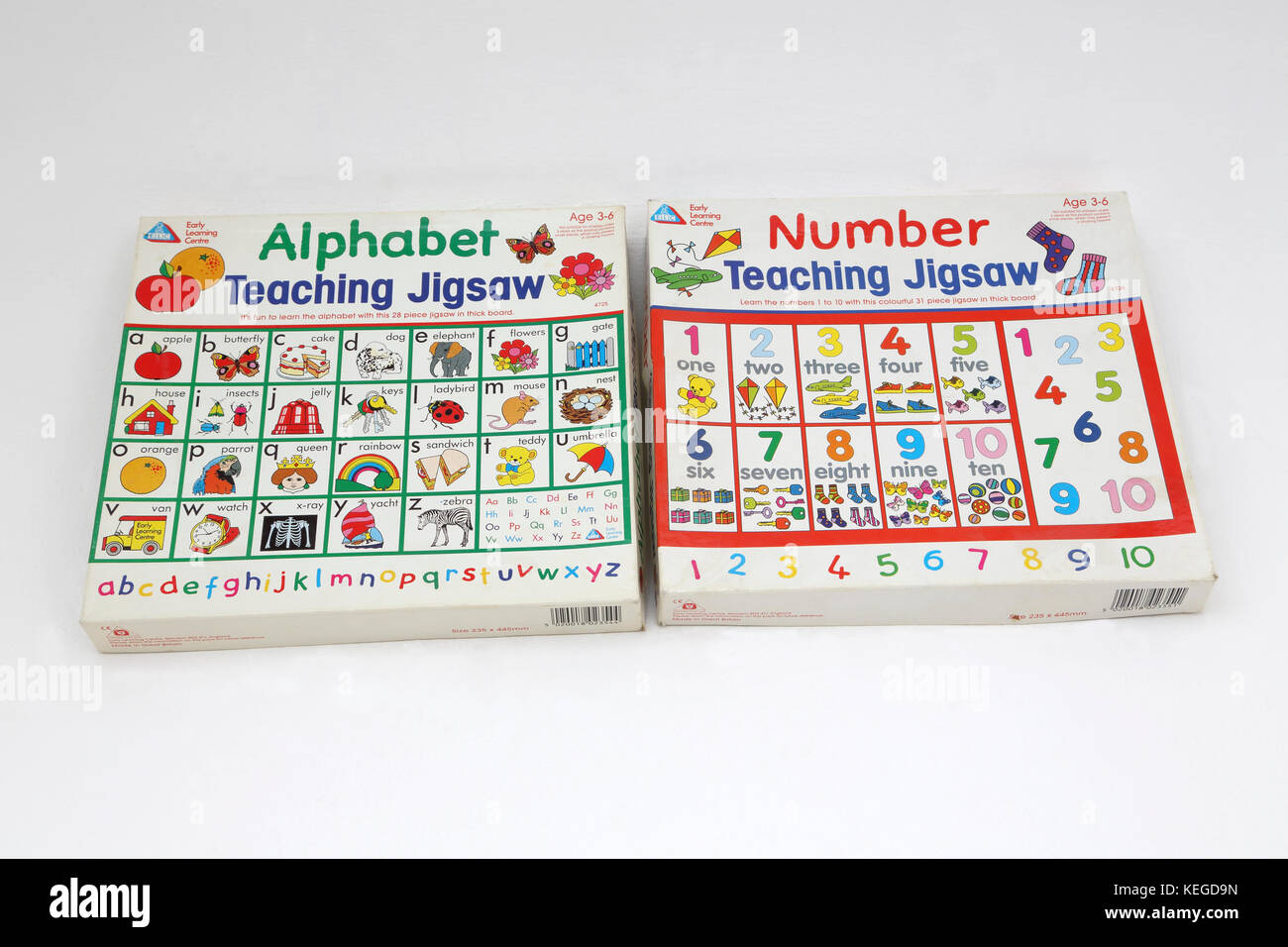 Early Learning Centre Jigsaw Puzzles Alphabet and Numbers Stock Photo