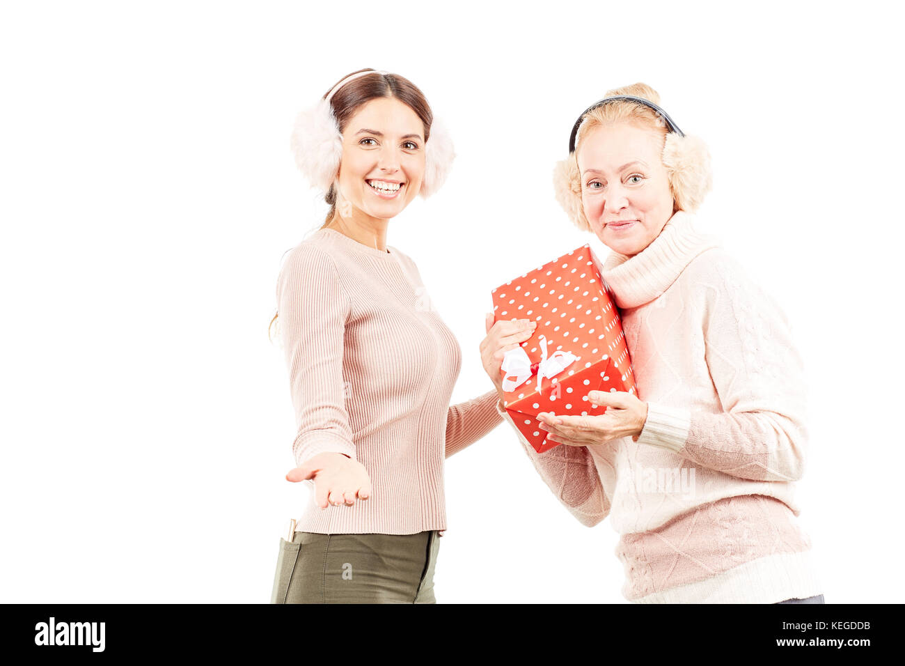 Exchanging Xmas gifts Stock Photo