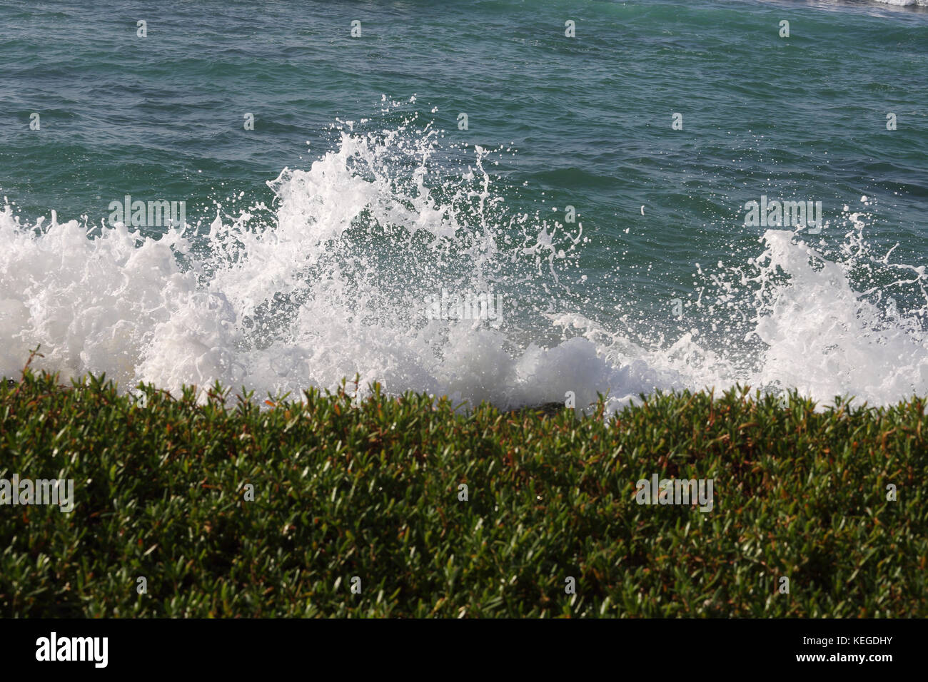 Kapparathota Anchorage Galle Southern Province Sri Lanka Waves Crashing into Shore Stock Photo