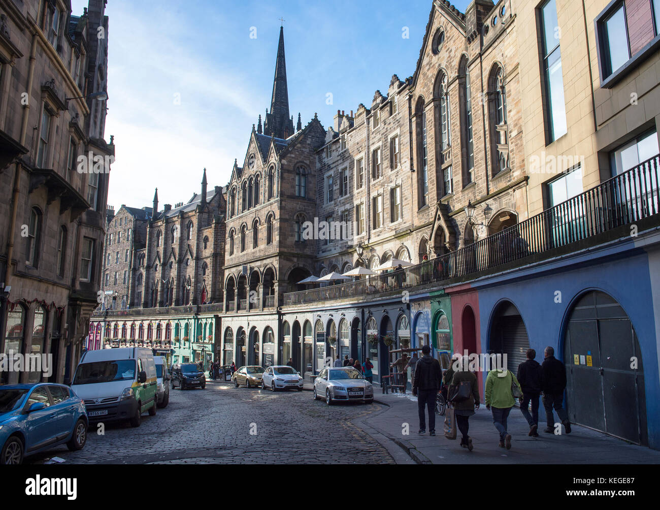 Victoria Street leading to Grassmarket in central Edinburgh, Scotland