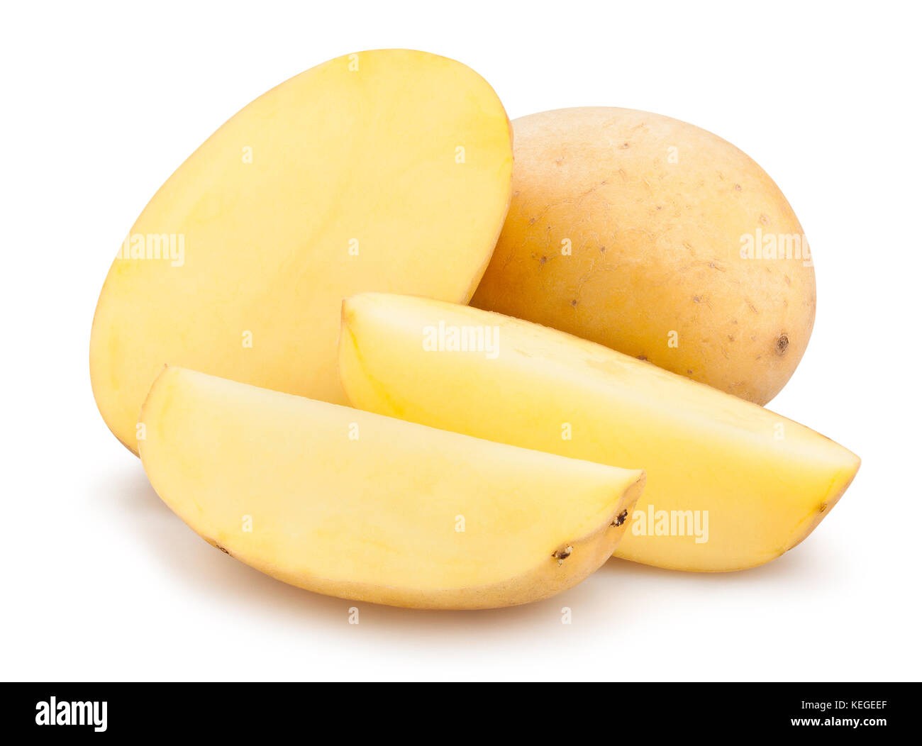 sliced yellow potatoes path isolated Stock Photo Alamy