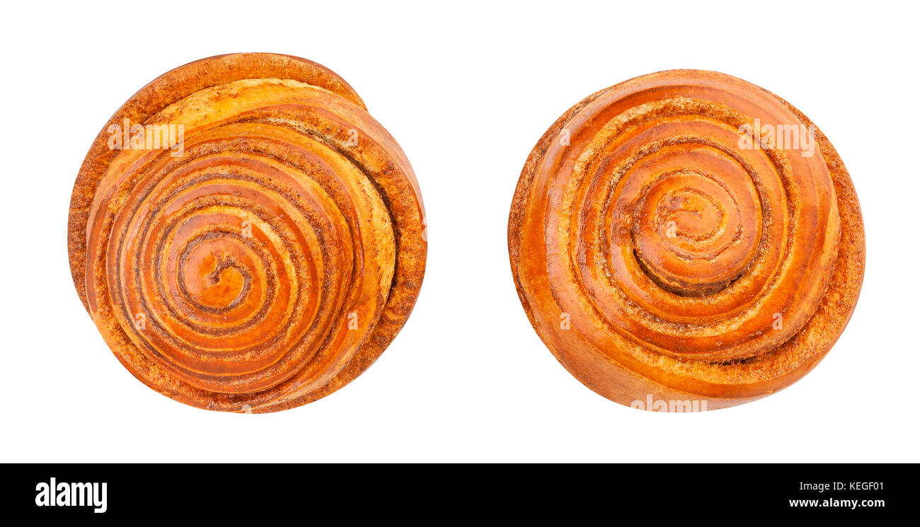cinnamon rolls path isolated top view Stock Photo