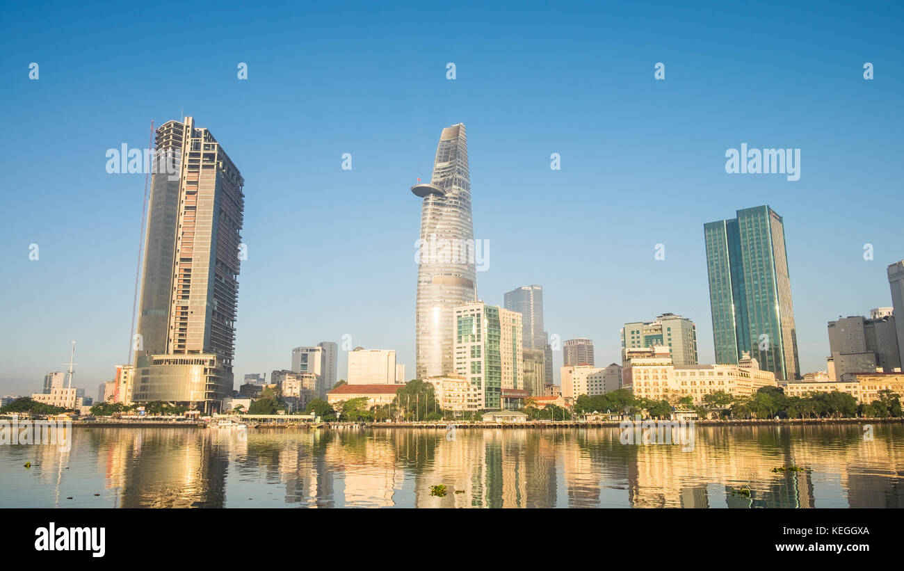 View of Downtown Saigon, Ho Chi Minh city, Viet Nam. Ho Chi Minh city is the biggest city of Vietnam and is the economic center of the country Stock Photo