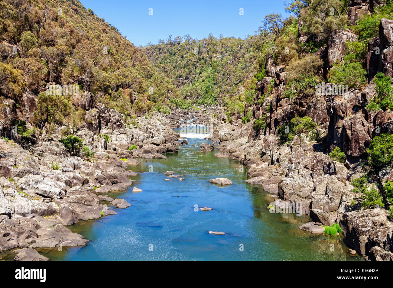 South Esk River above the First Basin in Cataract Gorge - Launceston, Tasmania, Australia Stock Photo