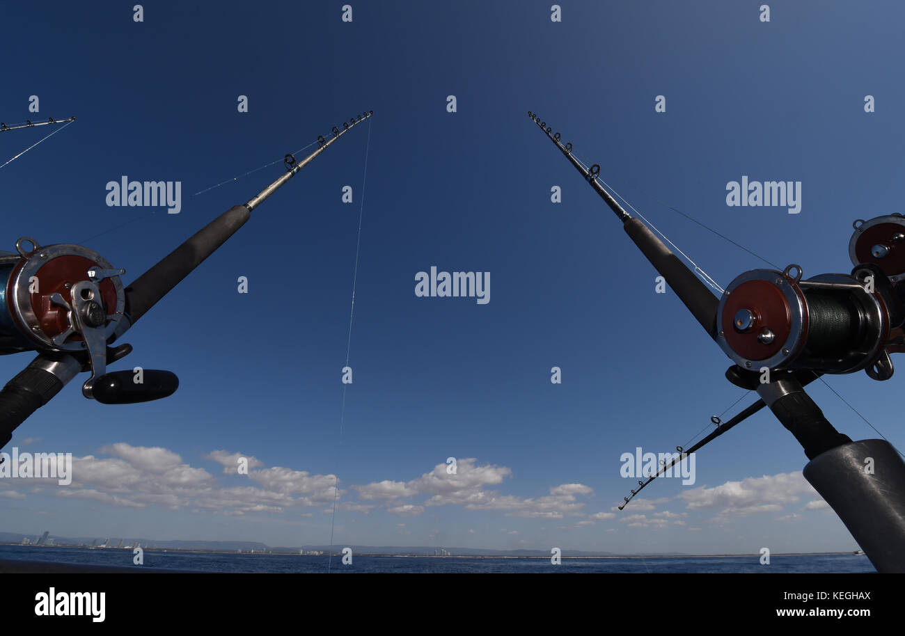 Fishing Rod & Reel on a Charter Boat Stock Photo - Alamy