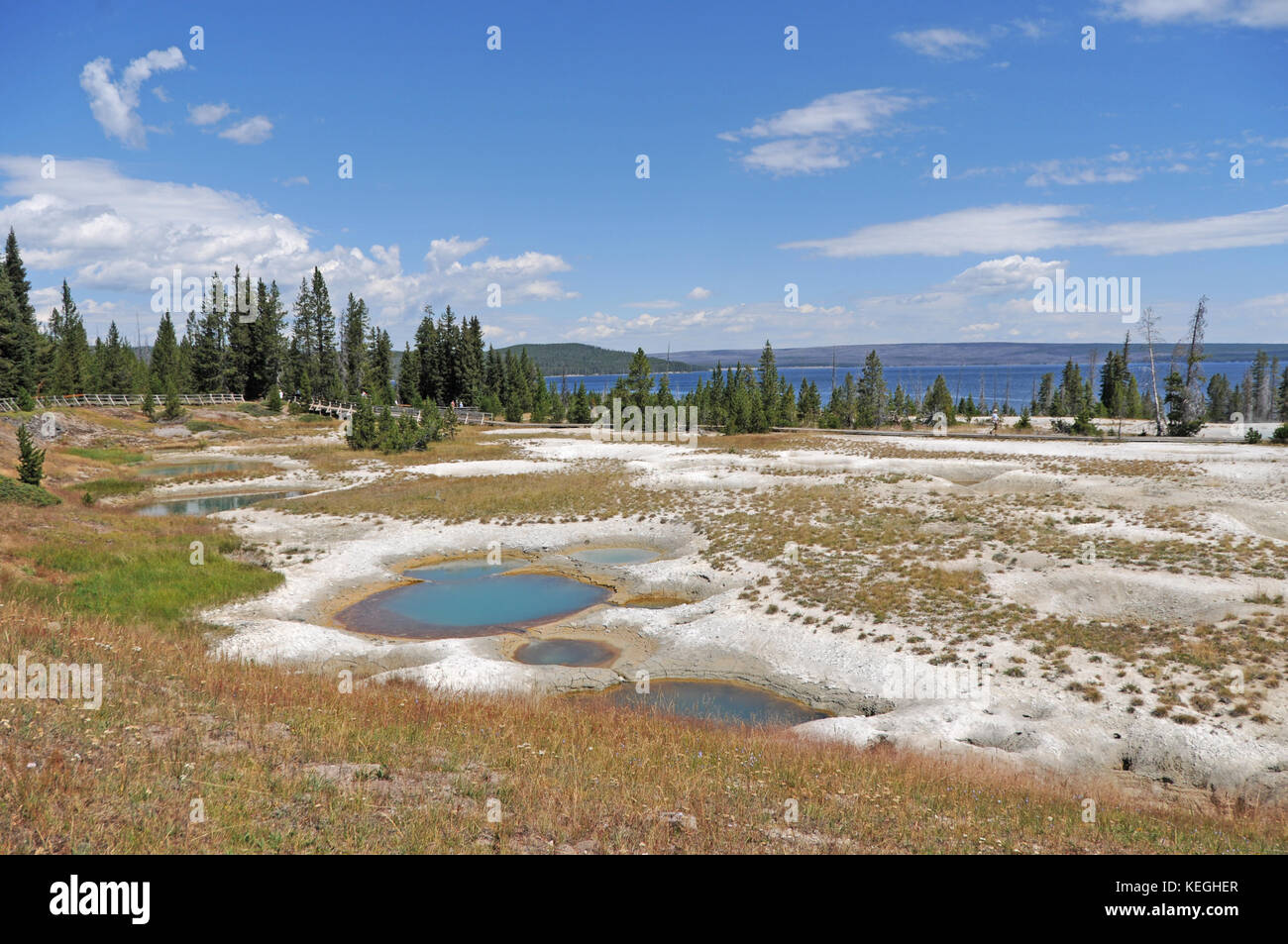 Yellowstone National Park is a national park located in the U.S. states of Wyoming, Montana, and Idaho. It spans an area of 3,468.4 square miles Stock Photo