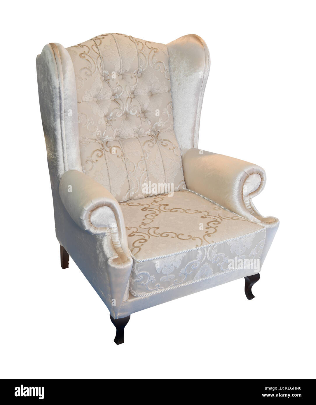 Vintage beige armchair isolated with clipping path Stock Photo Alamy