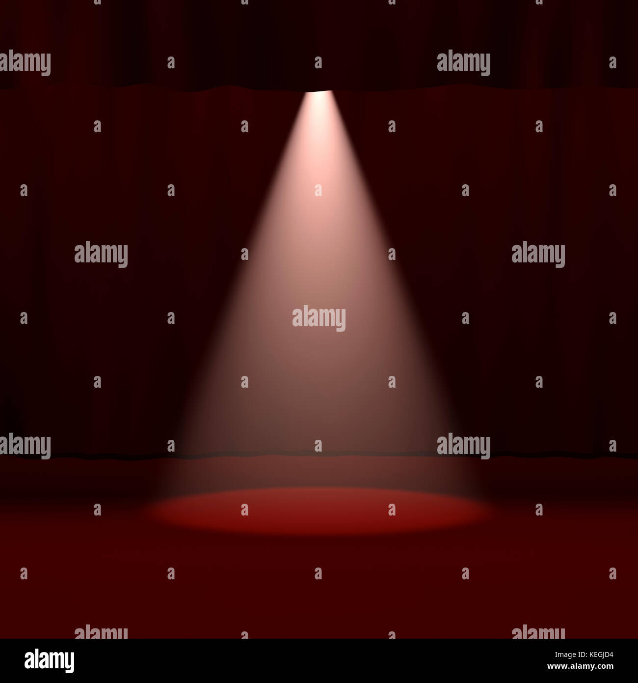 Spotlight on Stage, Red Curtain Stock Photo Alamy