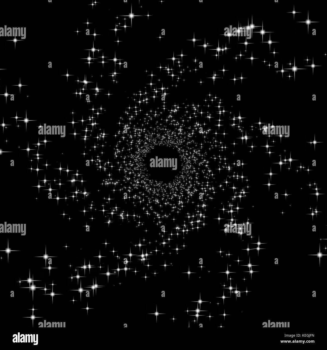 Abstract light night stars black background Black and White Stock ...