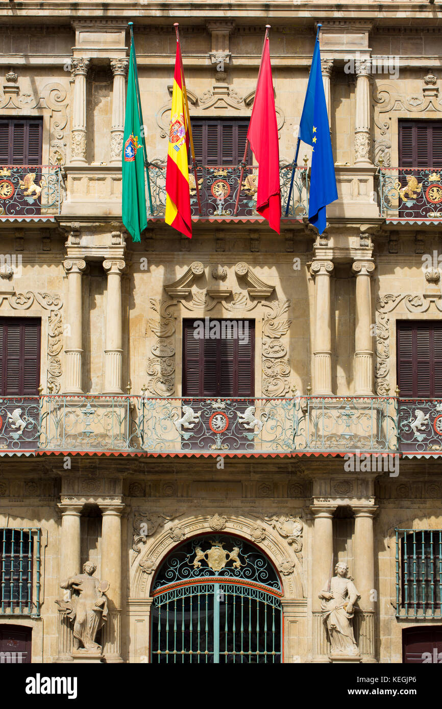 Ayuntamiento town hall in Plaza Consistorial (Udaletxe Plaza)   in Pamplona, Navarre, Northern Spain Stock Photo