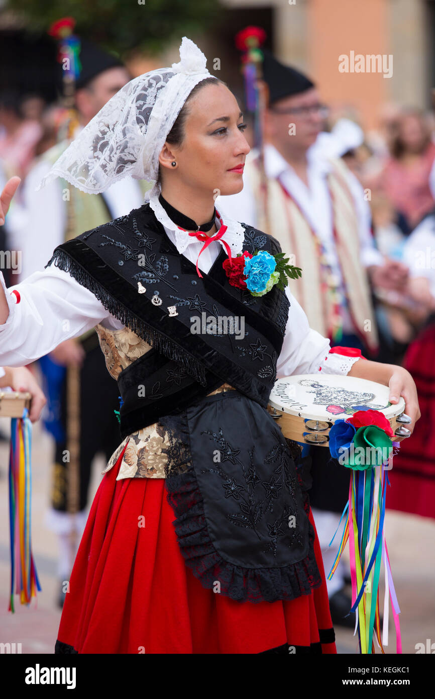 Spanish dancer at traditional fiesta at Villaviciosa in Asturias, Northern Spain Stock Photo