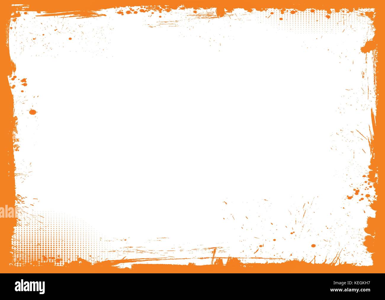 The horizontal orange and white Halloween background with grunge border ...