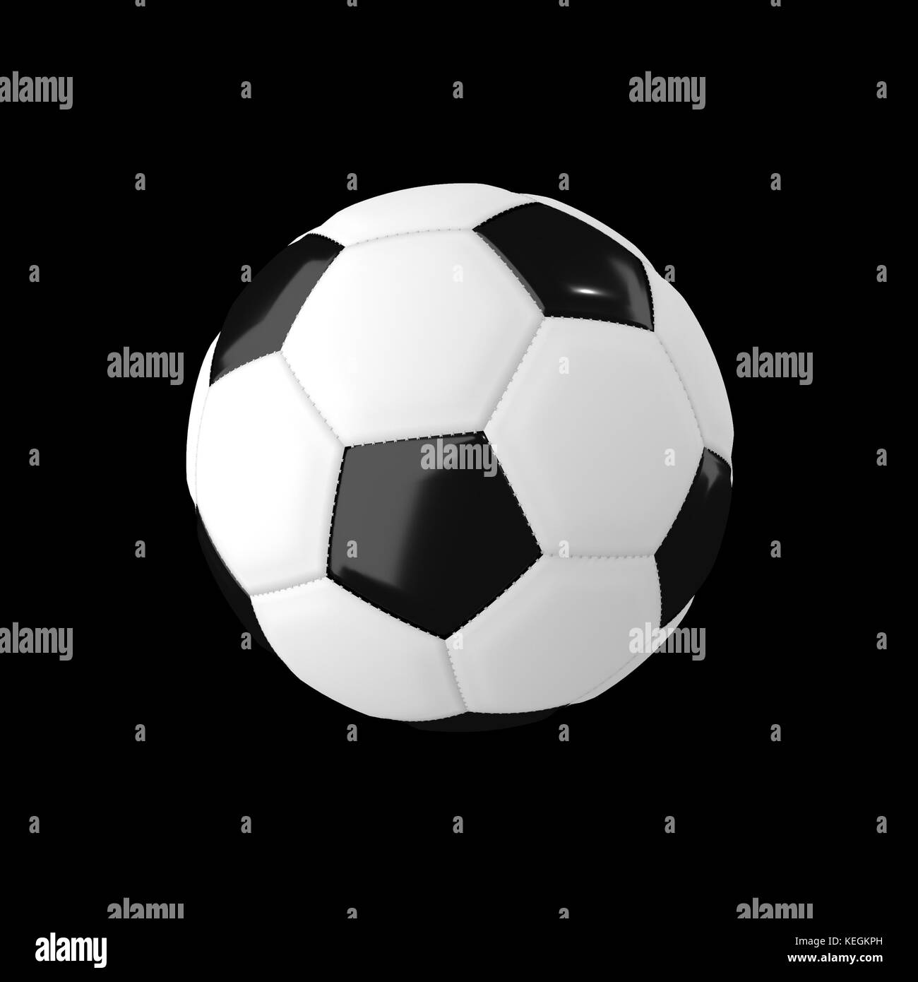 realistic football or soccer on black background in 3D rendering Stock Photo