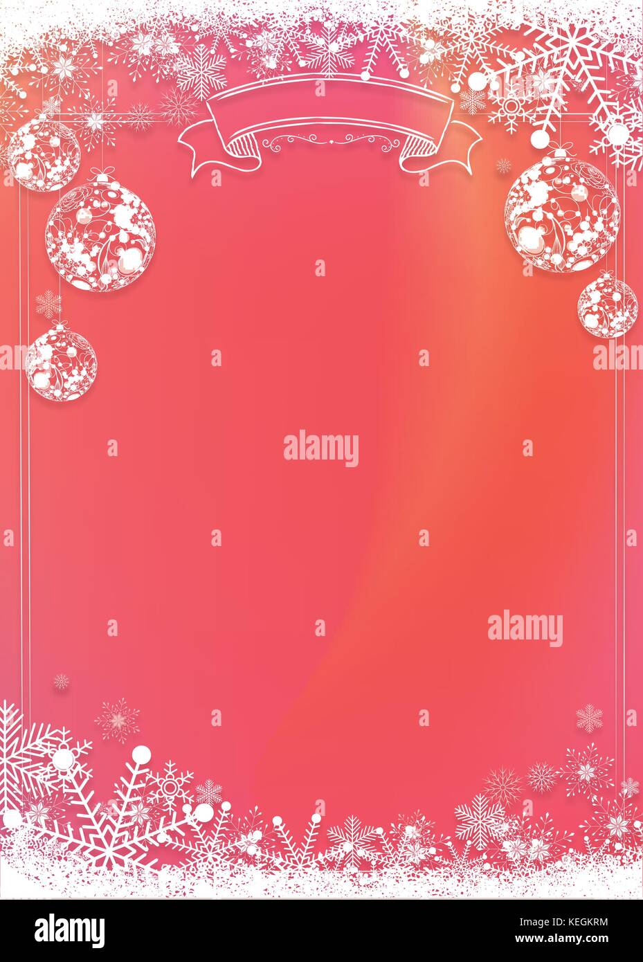 A3 size vertical Cafe menu classic winter christmas gradient red background with xmas ball and snowflake border Stock Vector