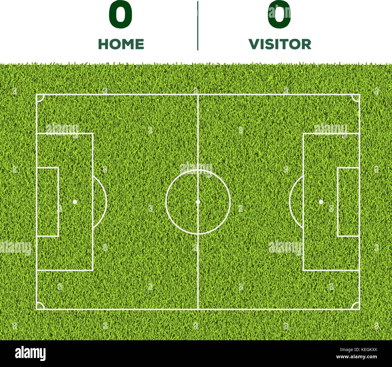 Outdoor Soccer line, game score display and green grass field background for the mockup Stock Vector