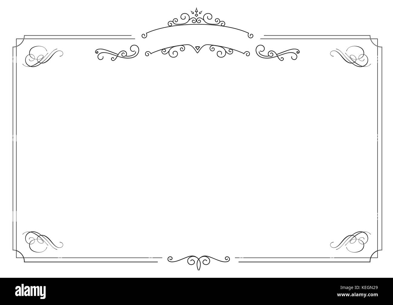 A4 size horizontal Cafe menu - Ornamental retro elegant black border and white  background Stock Vector Image & Art - Alamy