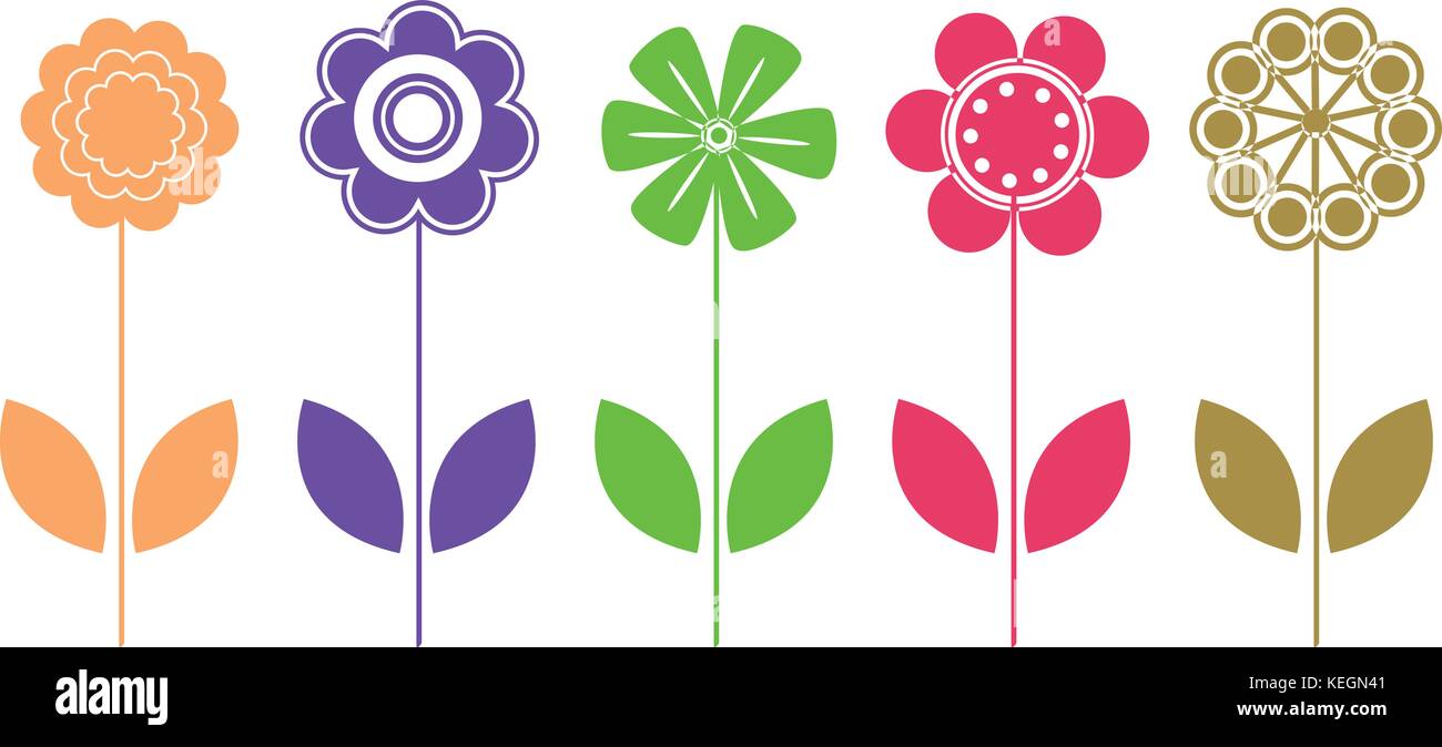 Isolated vector colorful natural flower icons illustration Stock Vector ...