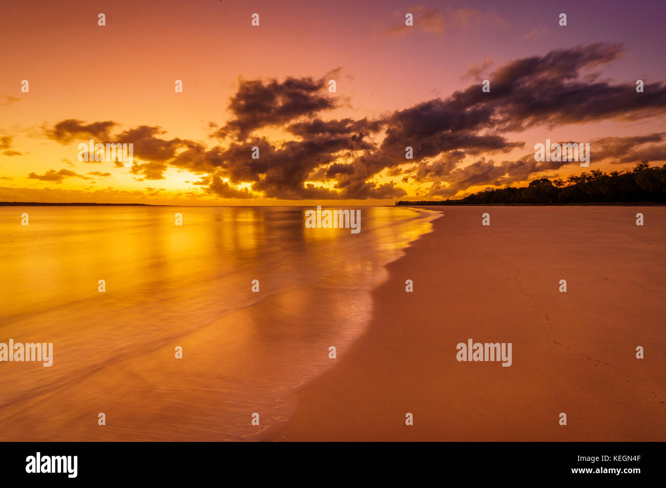 Colourful sunrise at Inskip Point in Rainbow Beach. Stock Photo