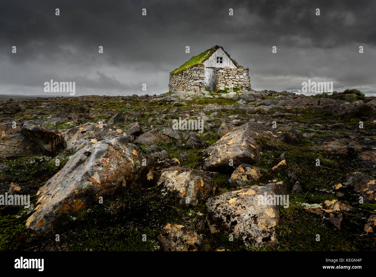 A tradionell shelter in the Westfjords of Iceland. Stock Photo