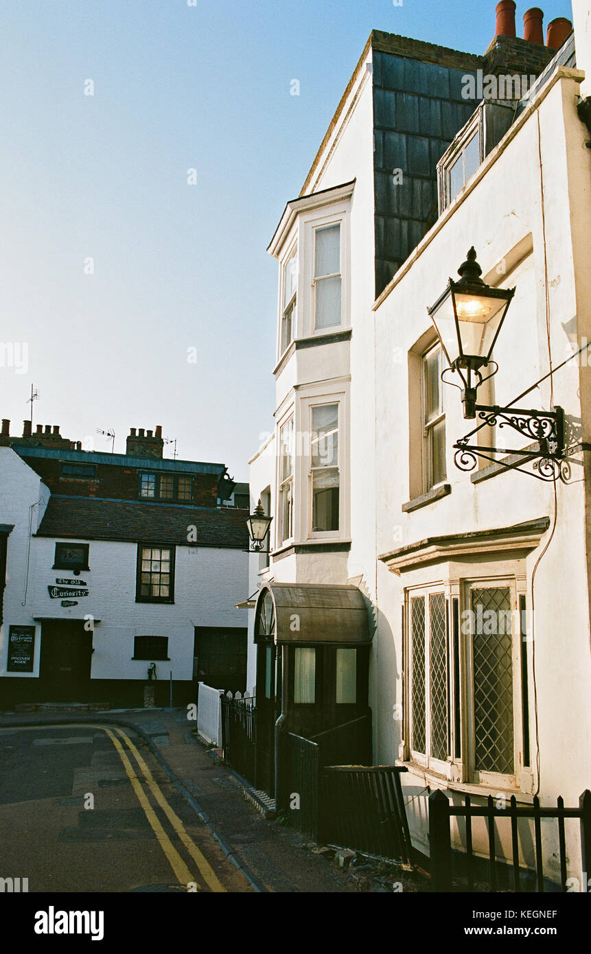 Historic houses on a narrow street in the seaside town of Broadstairs, East Kent, Southern England Stock Photo