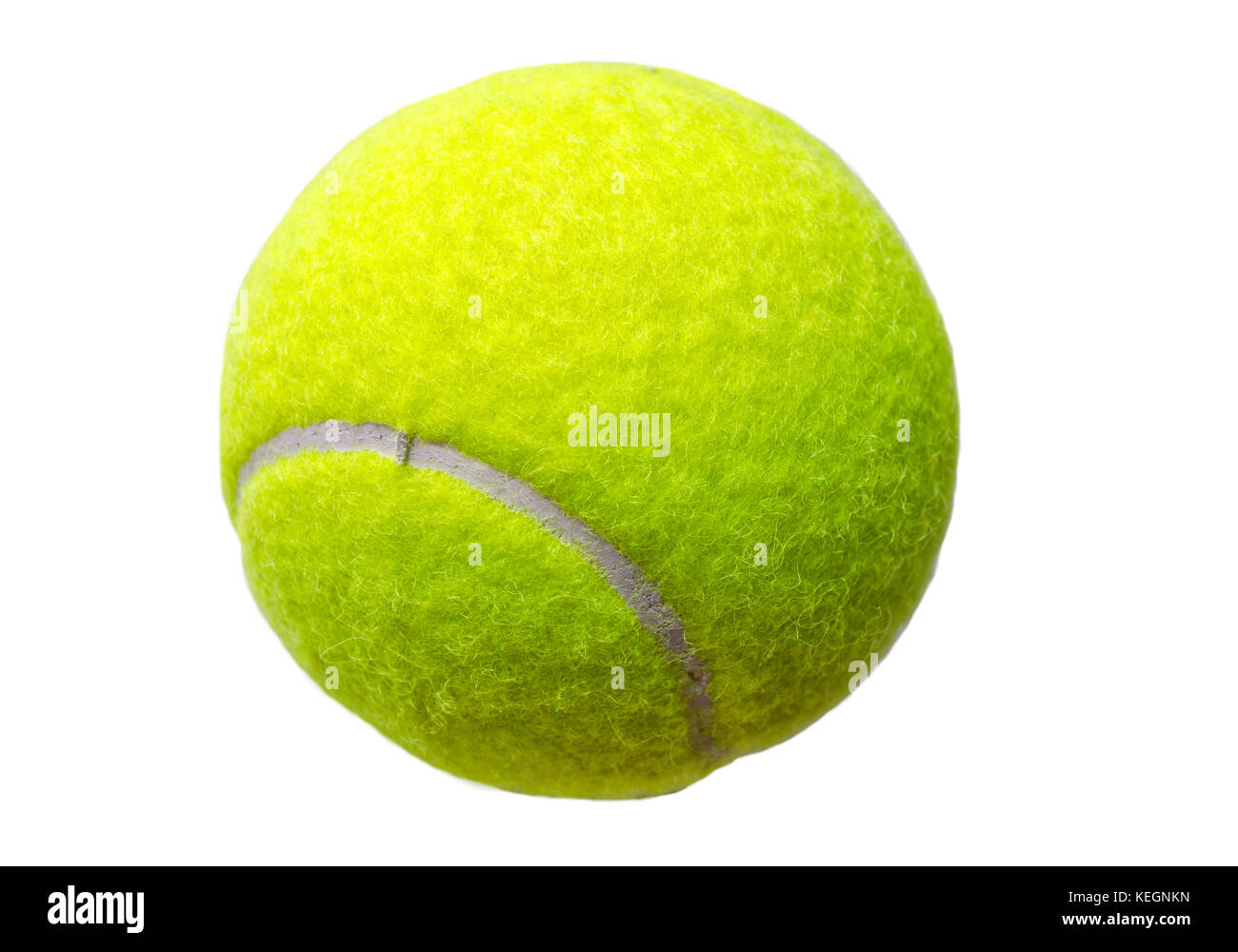 Close Up of Tennis Ball on White Background Stock Photo