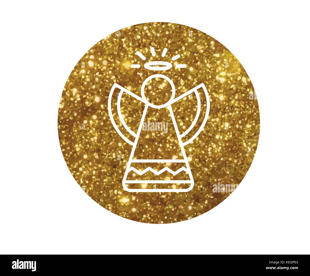 The Circle vector golden glitter Christmas angel flat icon Stock Vector