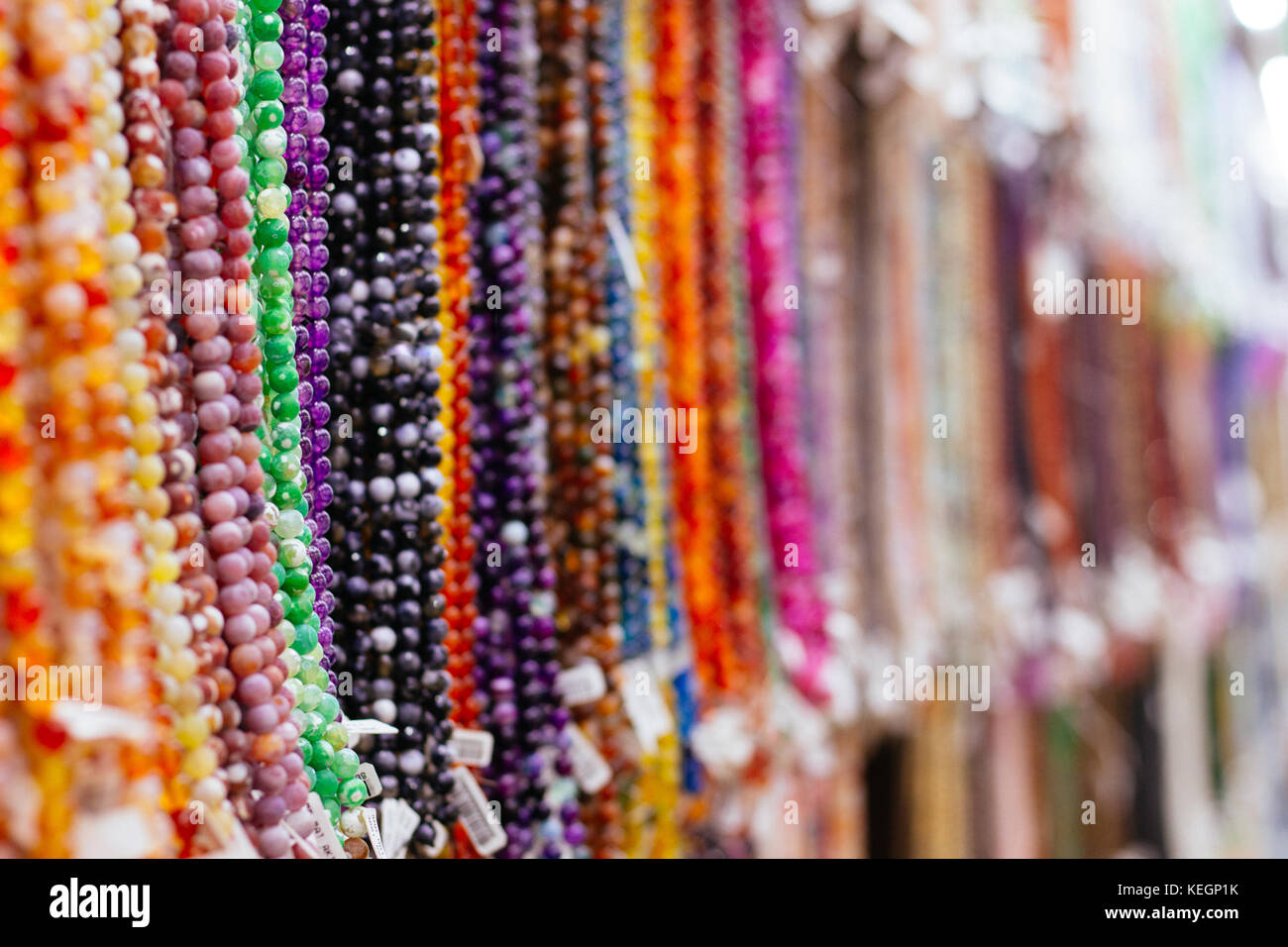Bead necklaces in Grand Bazaar selective focus Stock Photo