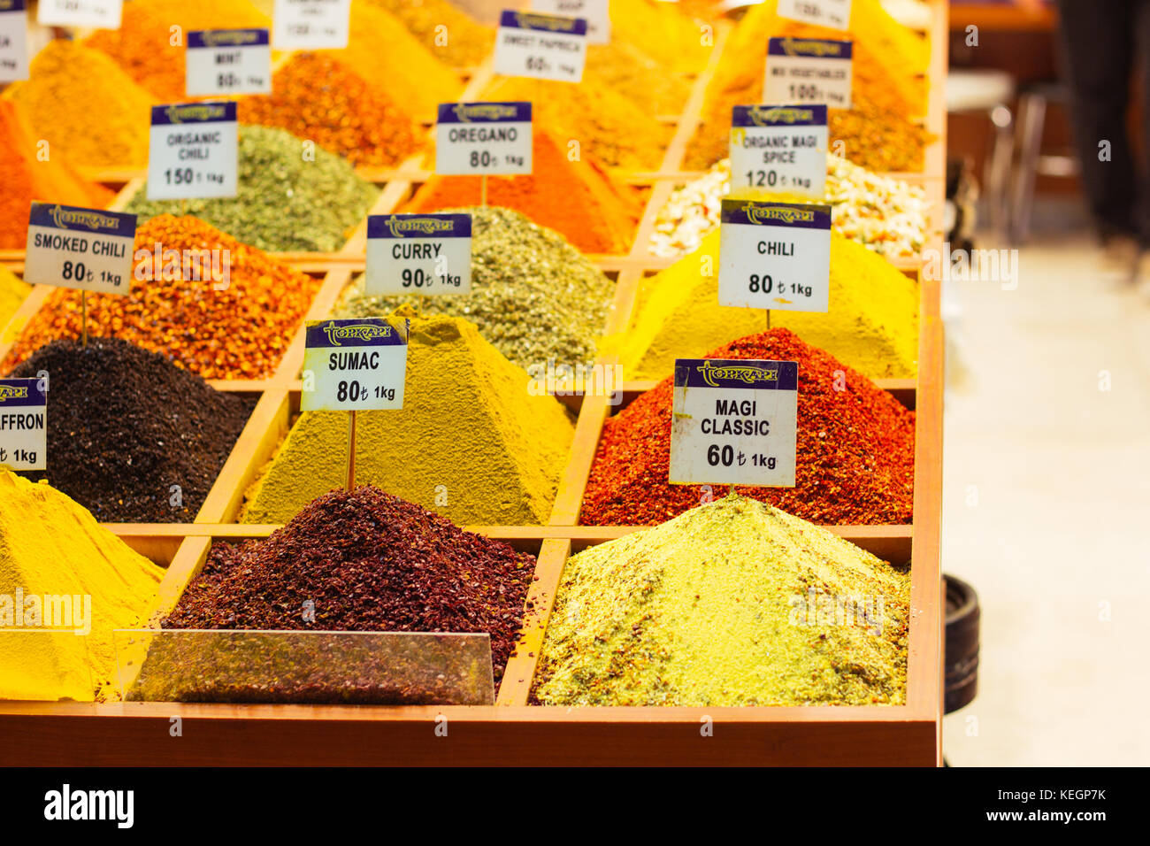 Spices in the Grand Bazaar selective focus Stock Photo