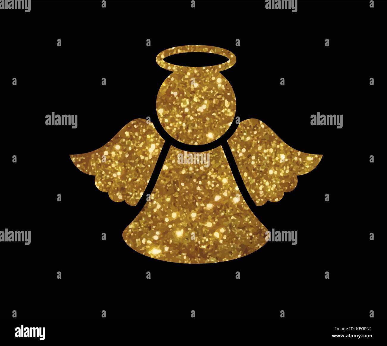 The vector golden glitter Christmas angel line icon Stock Image