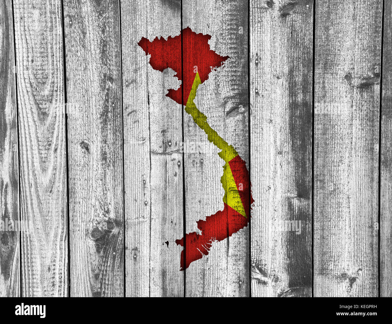 Map and flag of Vietnam on weathered wood Stock Photo - Alamy