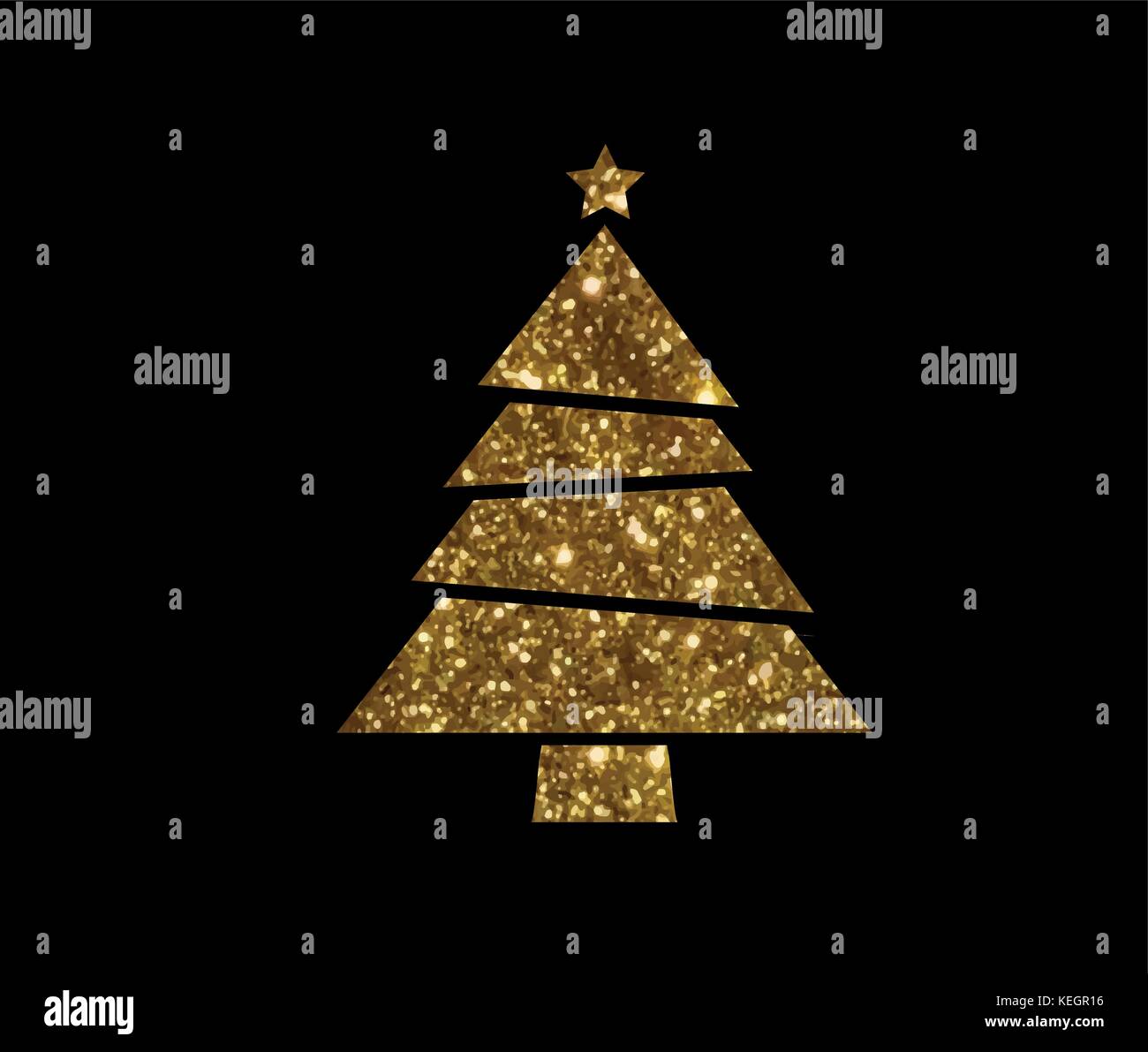 Isolated vector golden glitter Christmas tree flat icon Stock Vector ...
