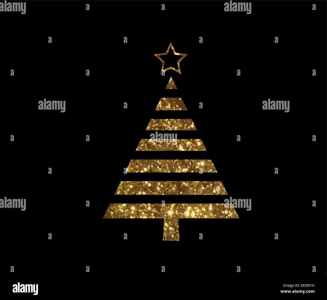 Isolated vector golden glitter Christmas tree flat icon Stock Vector ...
