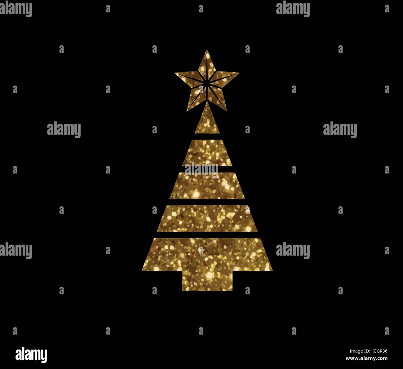 Isolated vector golden glitter Christmas tree flat icon Stock Vector ...