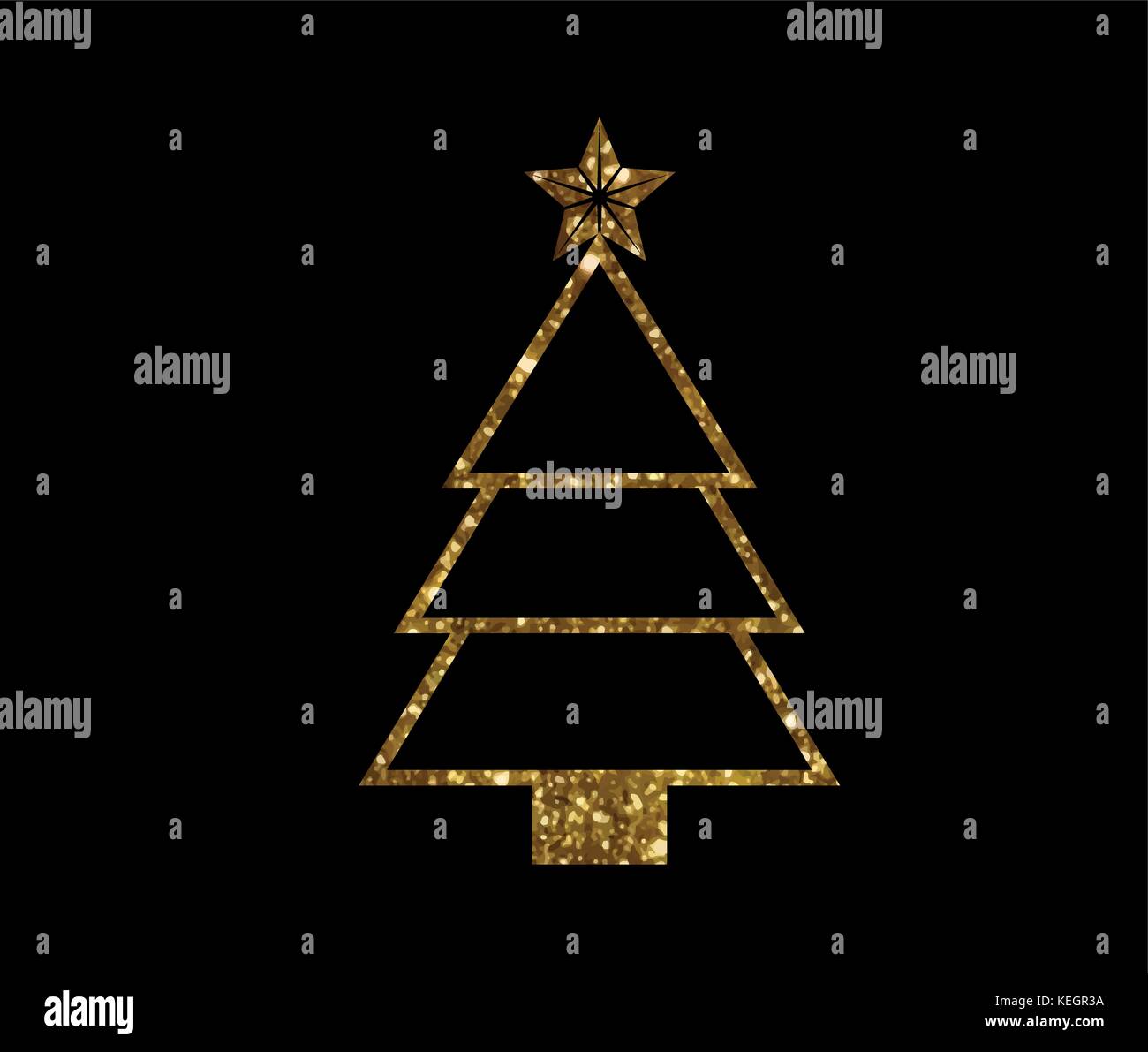 Isolated vector golden glitter Christmas tree line icon Stock Vector ...