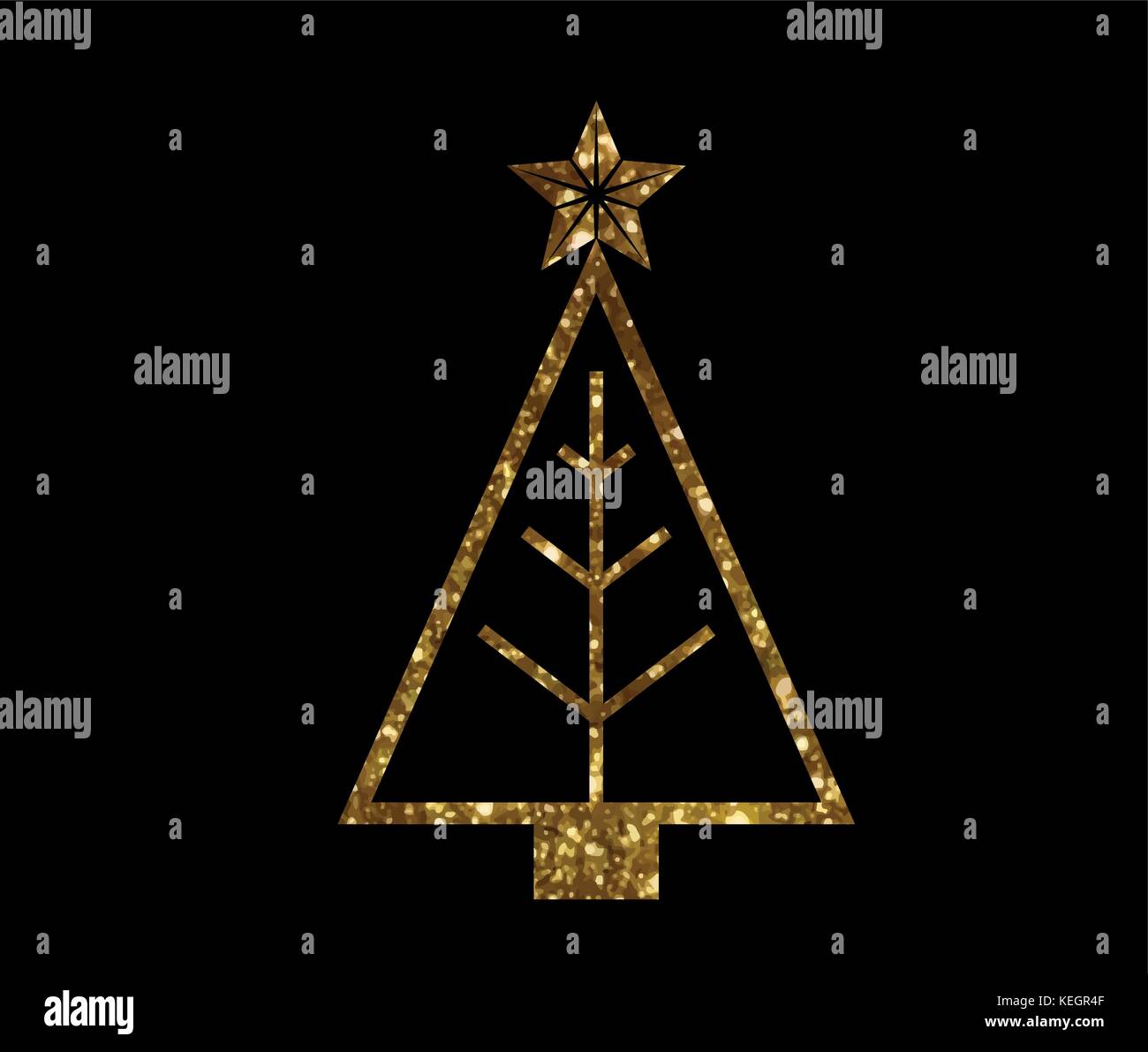 Isolated vector golden glitter Christmas tree line icon Stock Vector ...