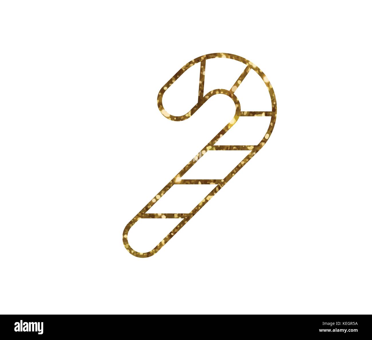 Isolated vector golden glitter Christmas candy stick line icon Stock ...