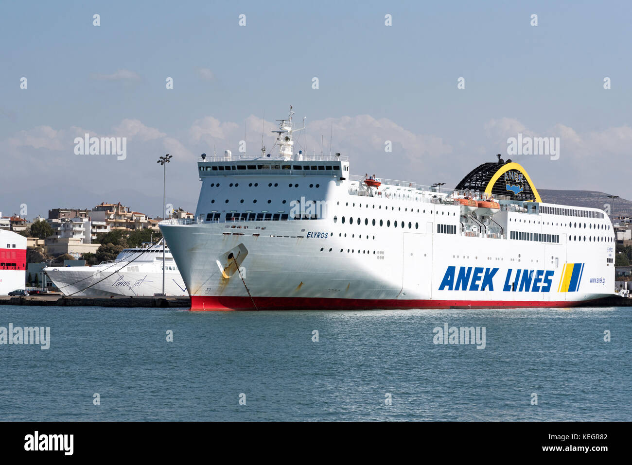 The Port of Heraklion, Crete, Greece, October 2017. Anek Lines company ...