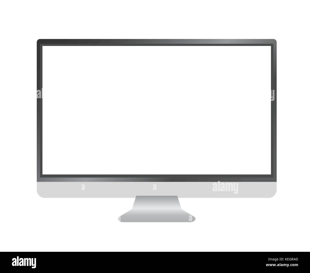 The isolated vector silver color 169 Aspect Ratio wide screen computer monitor with blank white
